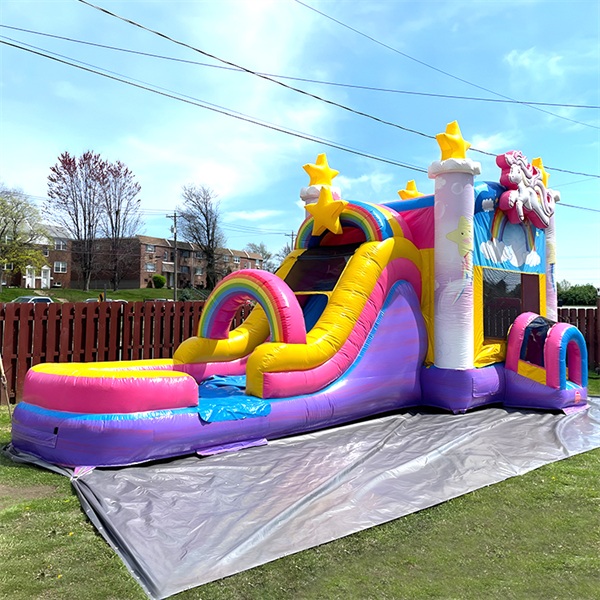 Summer beach inflatable water slide with pool for outdoor kids adults play