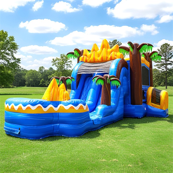 Summer beach inflatable water slide with pool for outdoor kids adults play
