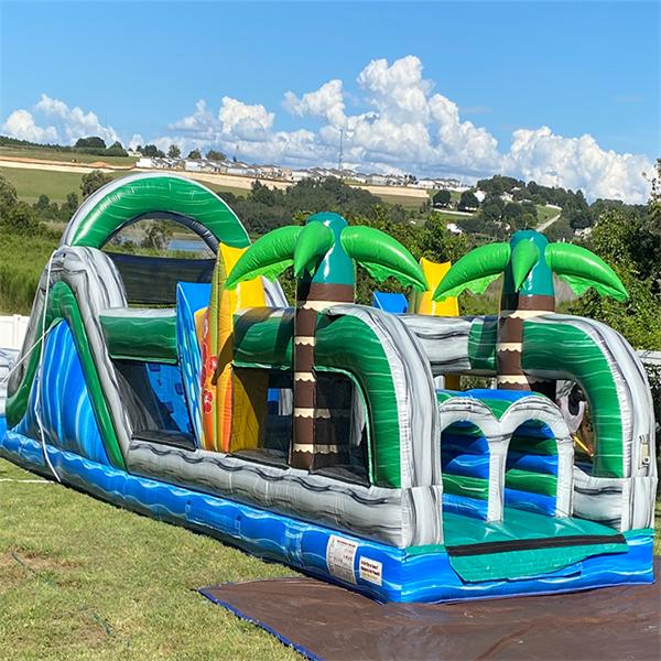 Summer beach inflatable water slide with pool for outdoor kids adults play