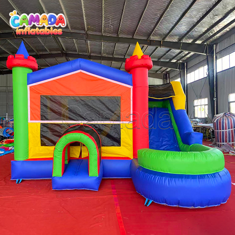 Rainbow Colorful Castle Water Slide Combination for Party Rental