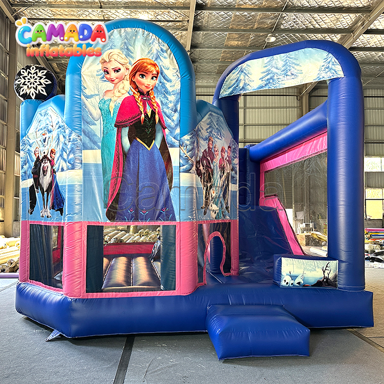 Frozen Themed Bouncer Combo and Slide Castle Inflatable Moonwalk for Party