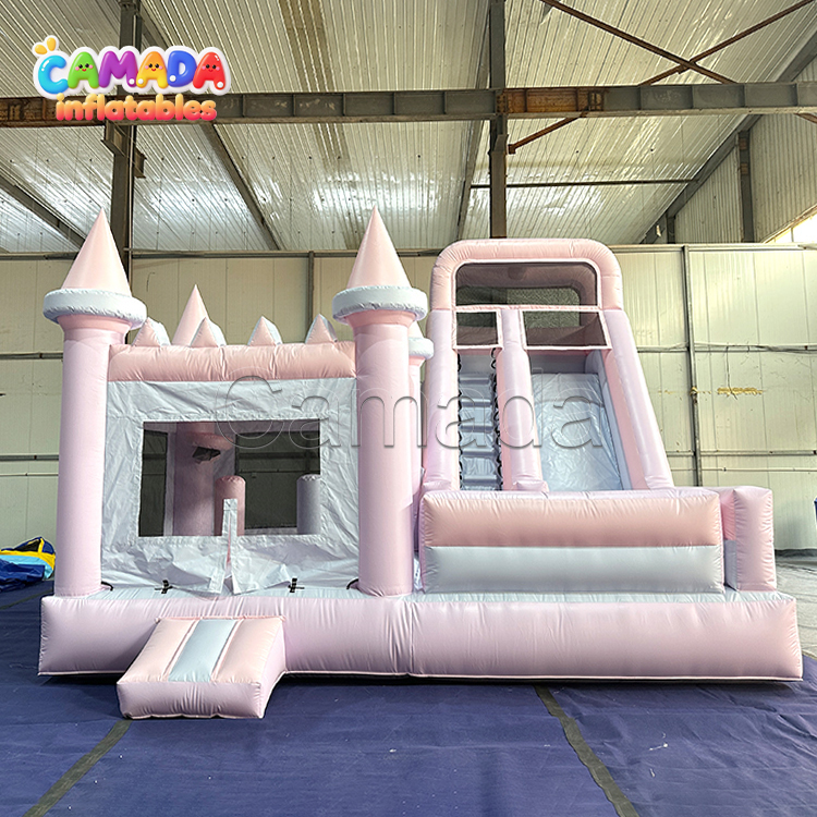 Pastel Pink Bouncing Castle Slide Combo Inflatable Outdoor Inflatable Bouncy Castle Bouncer Commercial for Kids