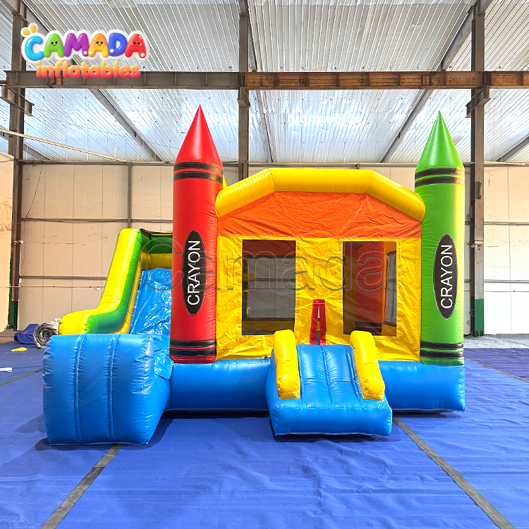 Factory Price Slide Bounce House Inflatable Crayon Bouncy Castle with Air Blower