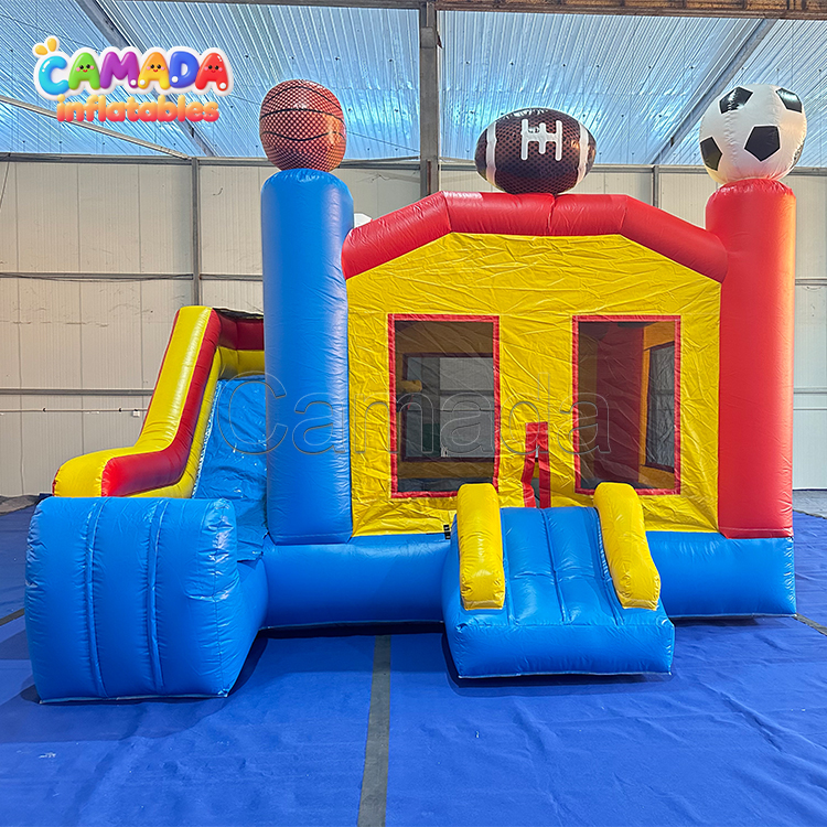 Ball Sports Themed Bouncy Castle Slide Combo Inflatable PVC Bouncer and Slide