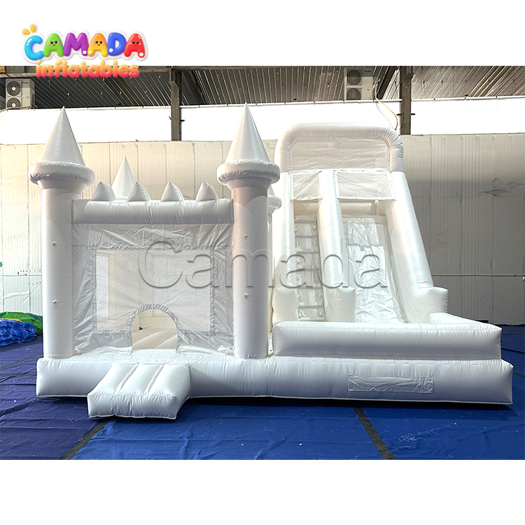 White Bounce House and Slide 6m Jumping Bouncer Slide Combo