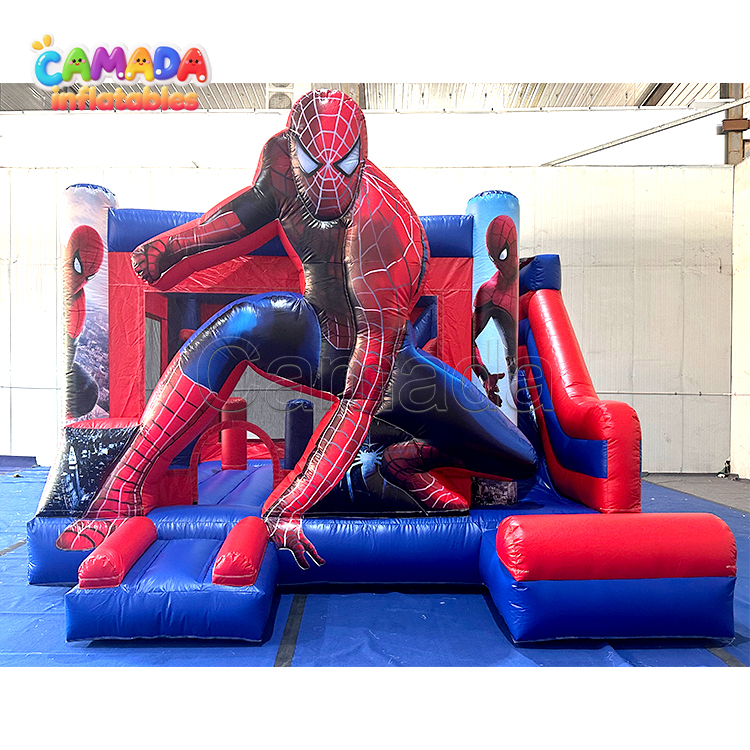 Spider Man Castle Inflatable Bouncer Slide Combination Blow up Bouncer House and Slide for Party Rental