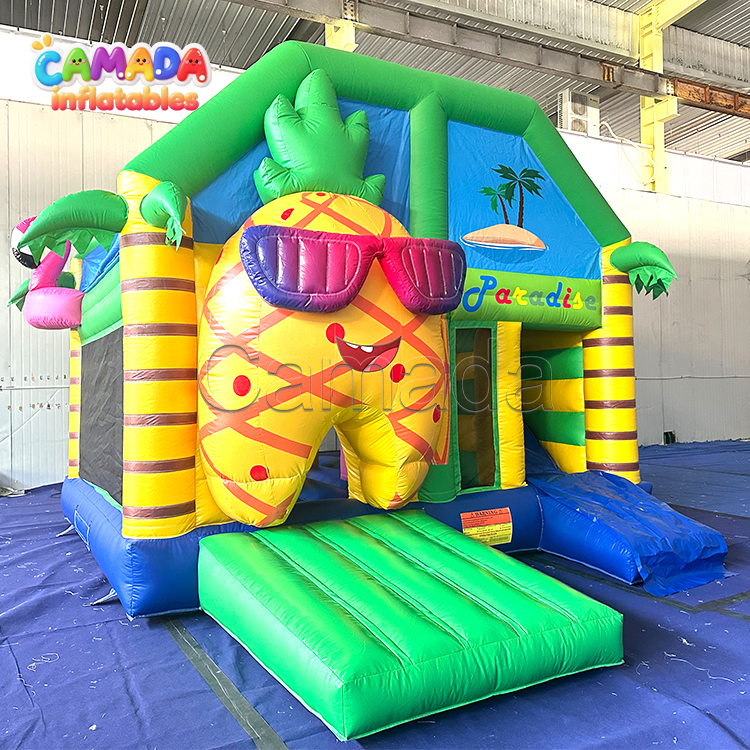 Pineapple Castle Slide Combo Inflatable Moonwalk Bounce House Slide Combination for Party Rental