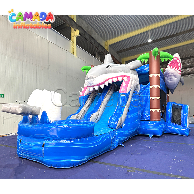 Shark Bounce Slide Combo Inflatable Bounce House Slide with Water Pool