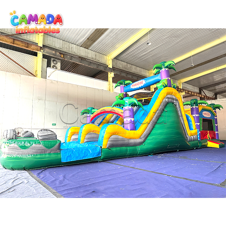 Tropical Bouncing Castle and Obstacle Course with Water Slide