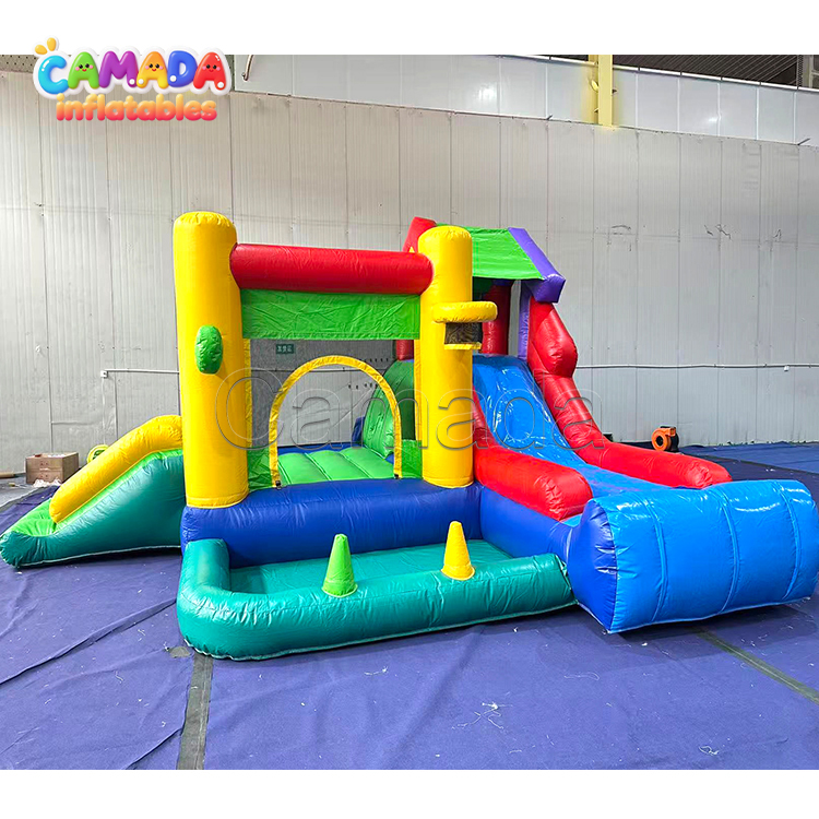 Rainbow Colorful Toddler Jumper Slide with Ball Pit Included Basketball Hoops