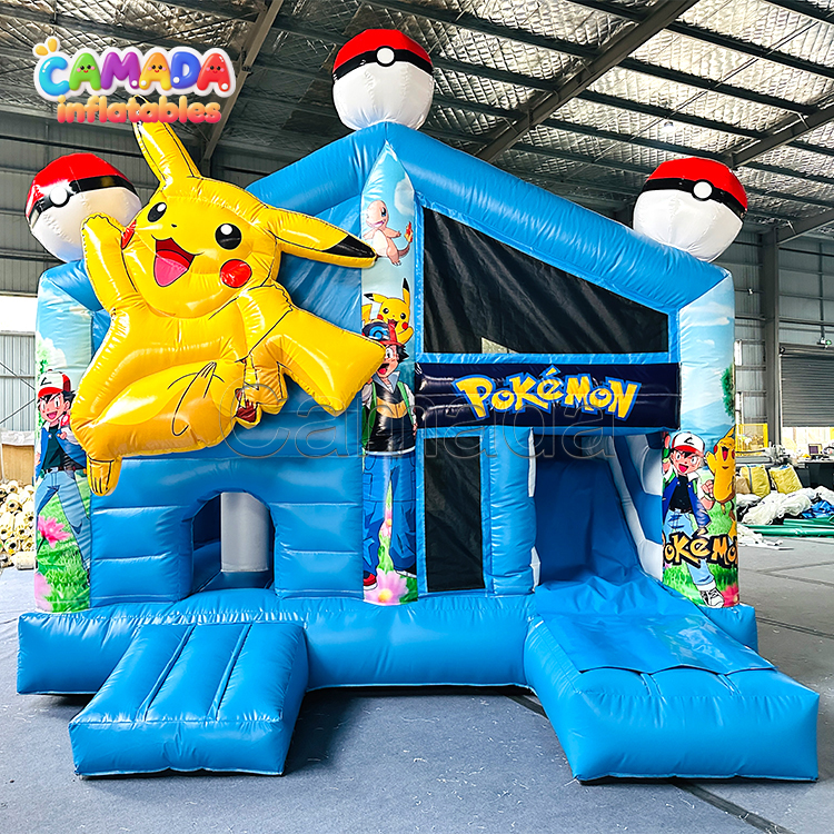 Blow up Pikachu Combo Bounce House and Slide for Kids Party