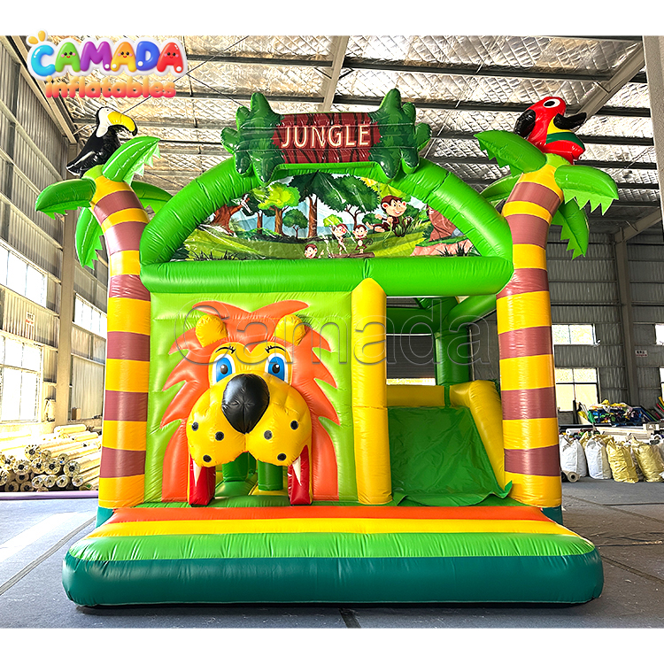 Jungle Themed Inflatable Castle Combo Bounce House and Slide