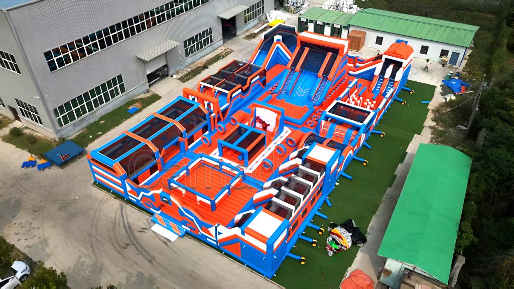 Commercial Grade Party Rental Inflatable Giant Theme Park Bouncy Amusement Combo Park Outdoor Inflatable Jumping Slide and Obstacle Course Games  Playground