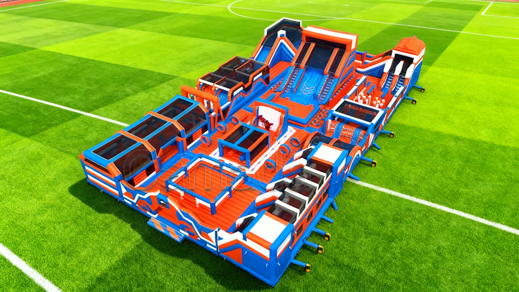 Commercial PVC Challenge Course Bouncer With Slide for Park Rental Inflatable Obstacle Course Factory OEM ODM Supplier