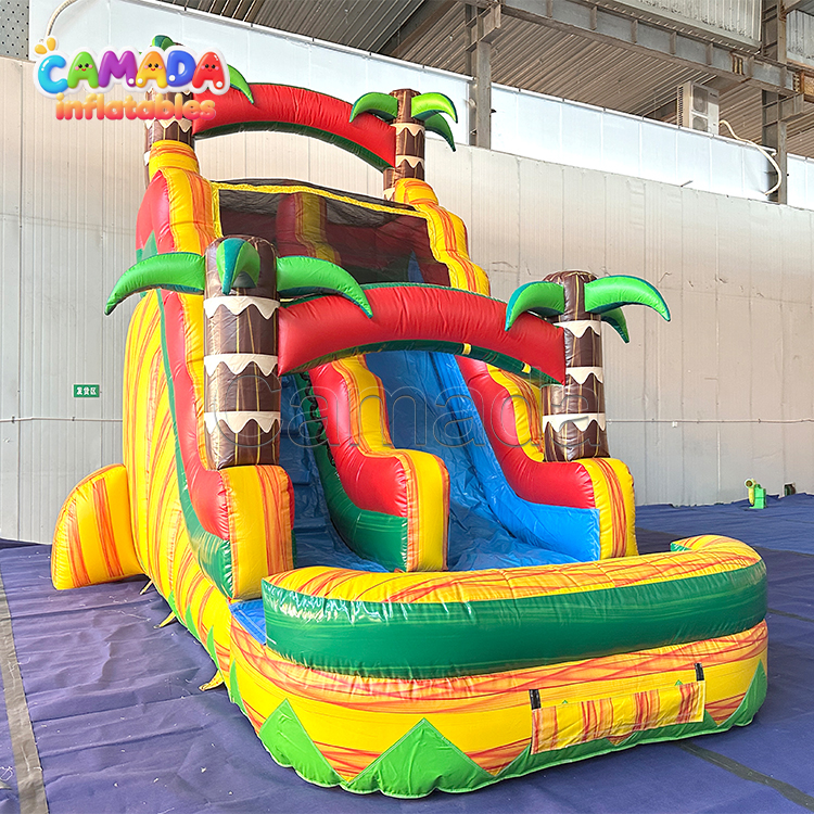 Cheap Price Water Slide Inflatable Outdoor Commercial Palm Tree Wet Slides with Splash Pool for Kids and Adults with Blower