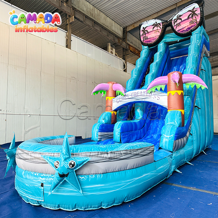Beach Themd Bouncy Giant Bounce Water Slide for Adult Commercial Large Sunglasses Water Slides