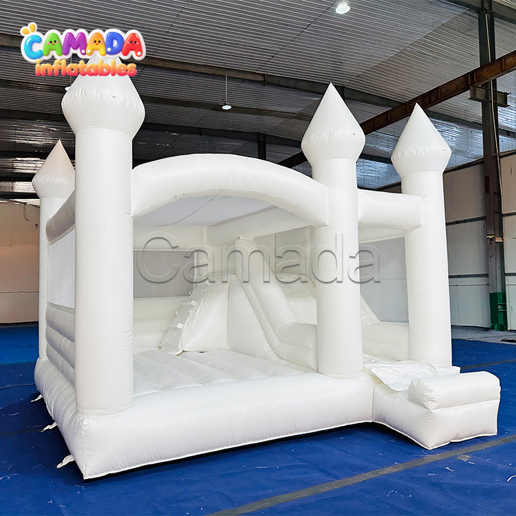 All White Jumping Inflatable Combo Bounce House Bouncy Castle with Slide for Party