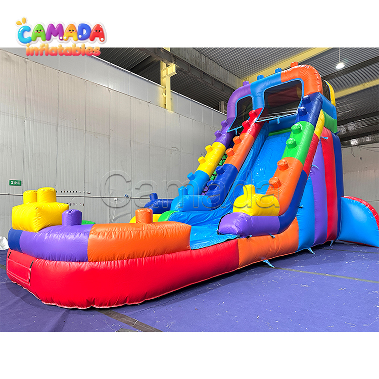 Huge Water Slide Bulding Block-Themed Inflatable Water Slide with Pool