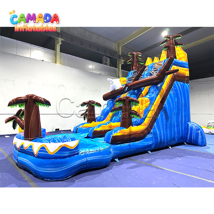 Inflatable Water Slide PVC Giant Outdoor Land Slide with Pool Adult Commercial Splash Attraction Water Games Heavy Duty