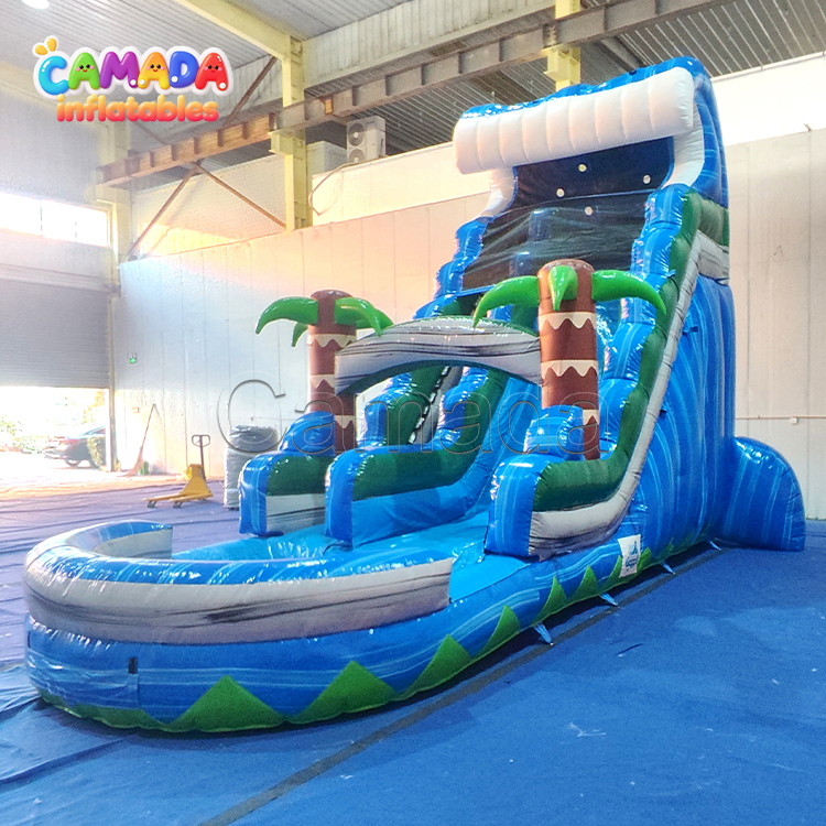 Tropical Water Slide Inflatable Castle Slides Water With Water Pool