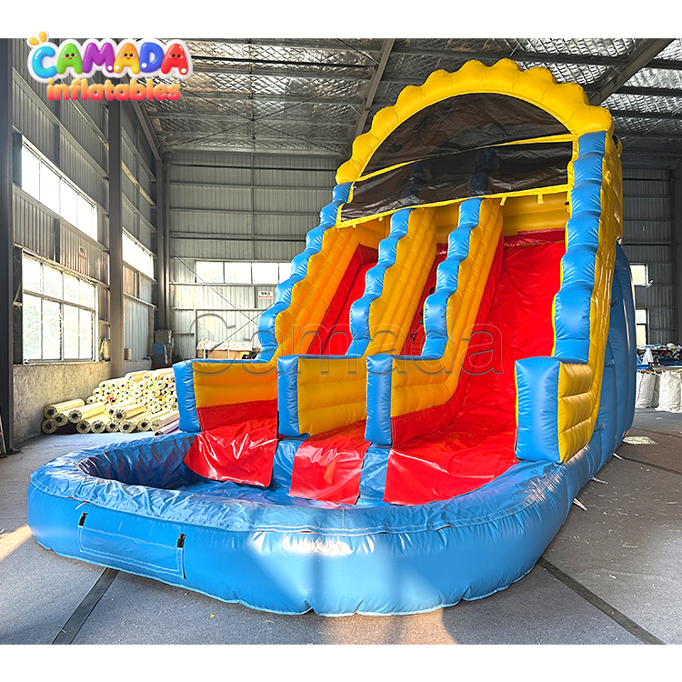Inflatable Slides with Double Lanes Slip Commercial Inflatable Water Slide Castle With Pool for Sale