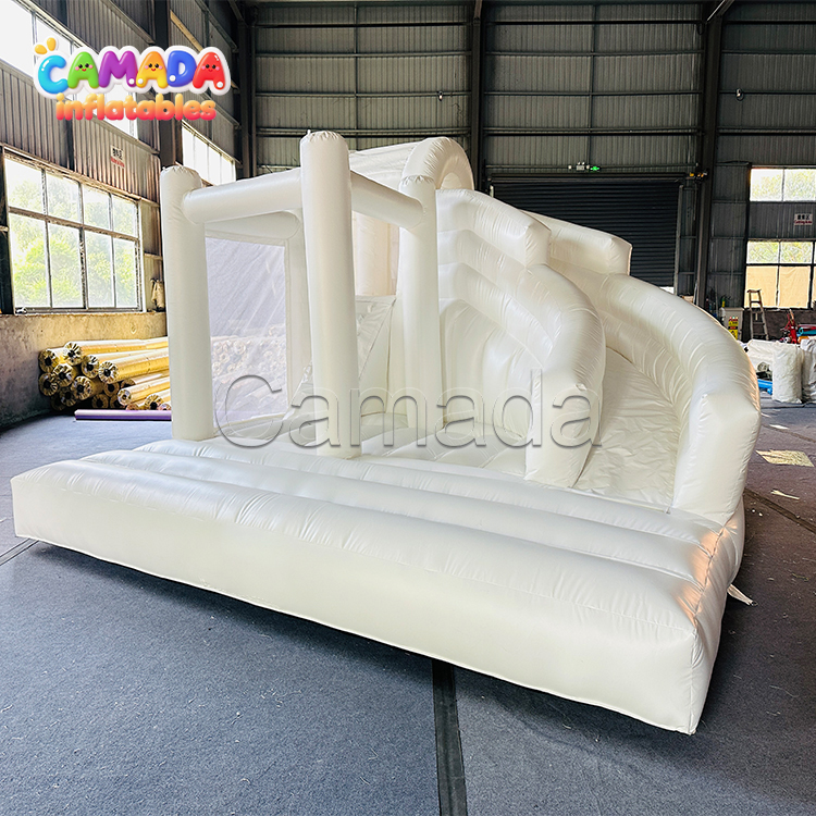 White Inflatable Jumping Castle Kids Bounce House Slide Combo Toddler Bouncer with Slide for Wedding or Party Rental
