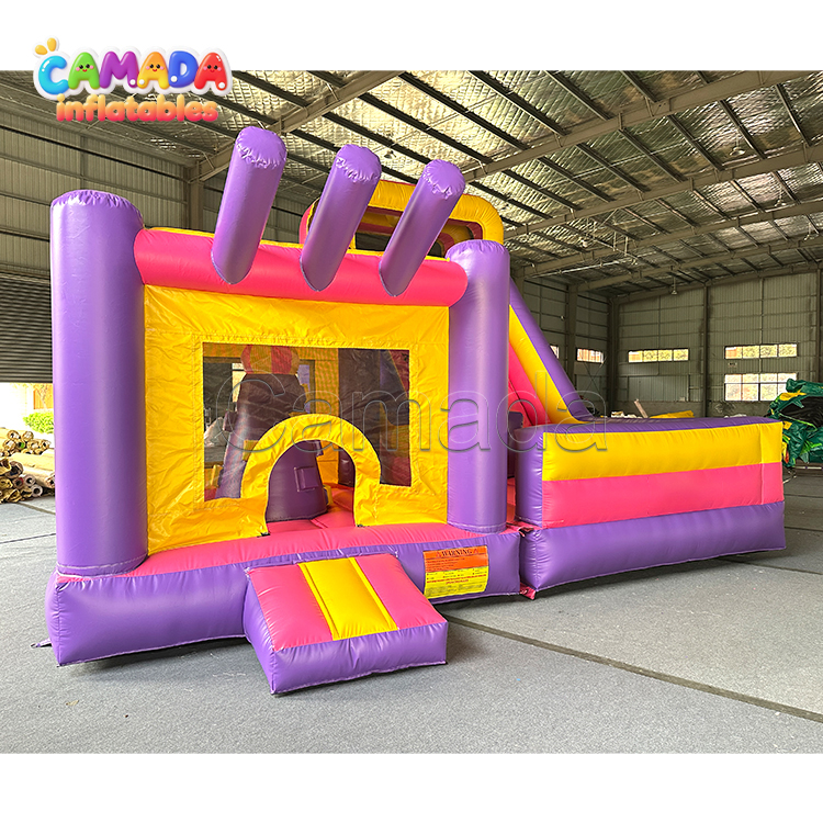 Purple Colorful Commercial Grade 0.55mm Inflatable Bounce Combo PVC Jumping Castle and Slide